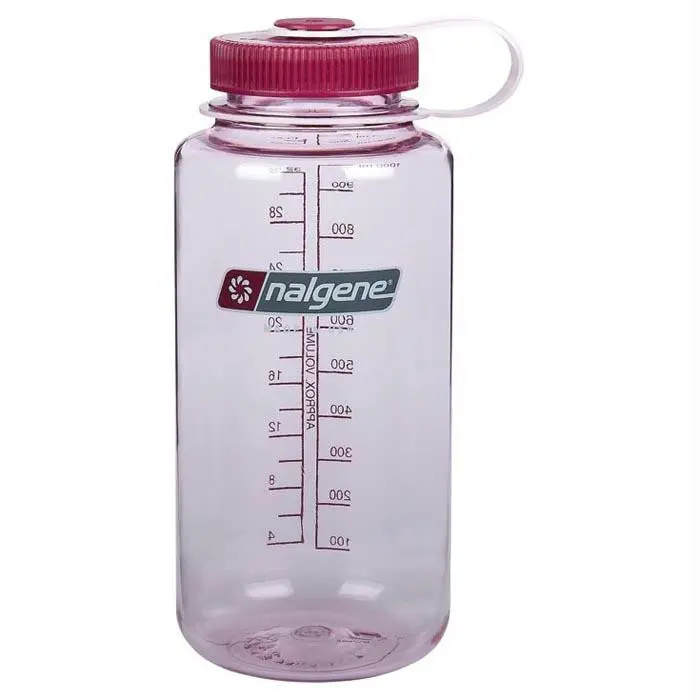 1-Quart Clear Wide-Mouth Water Bottle With Pink Lid 1