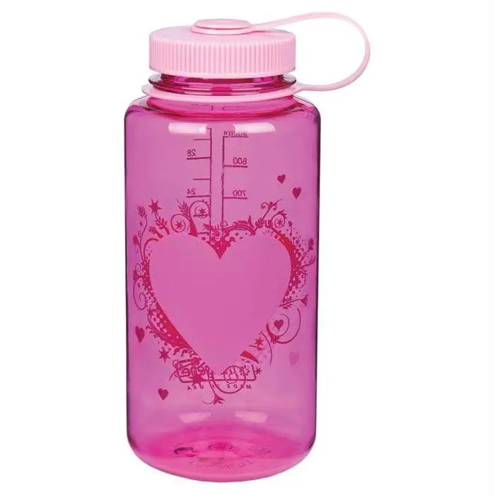 1-Quart Pink Heart-Themed Water Bottle With Pink Lid 1