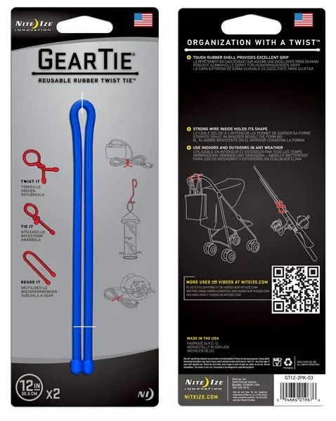 12-Inch Blue Gear Tie – Reliable Wrap-And-Anchor Utility Cord (2-Pack) 1