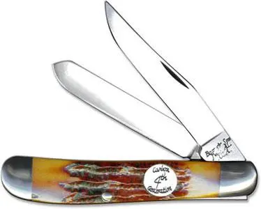 3 1/2" Mini Trapper Knife – Red Stag Bone Construction 1