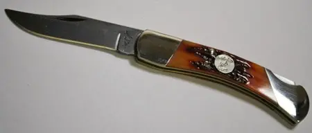 3 3/4" Mid-Size Lockback Knife – Red Stag Bone Handle 1