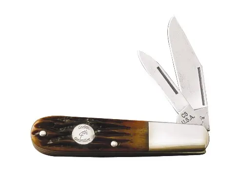 3.5-Inch Red Stag Bone Barlow Pocket Knife – Dual-Blade Design 1
