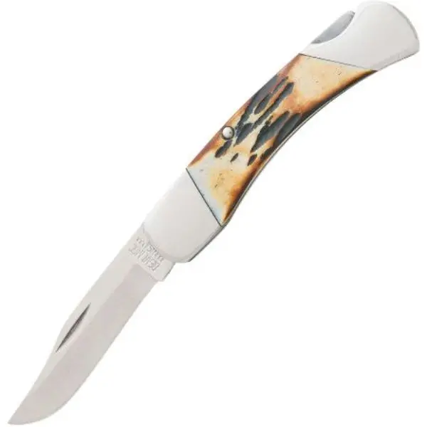 3.75" India Stag Bone Lockback Pocket Knife 1