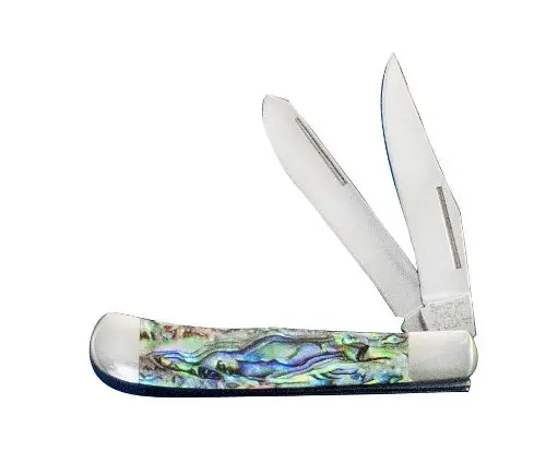 3-Inch Abalone Inlay Little Trapper Folding Knife – Classic Design 1