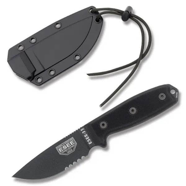 3-Mil Serrated Tactical Folder – Black Handle & Blade 1