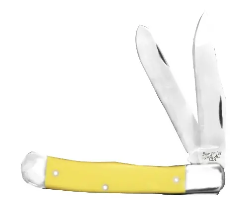 4 1/8-Inch Yellow Delrin Large Trapper Pocket Knife 1