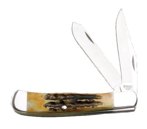 4-1/8" India Stag Bone Two-Blade Trapper Pocket Knife 1