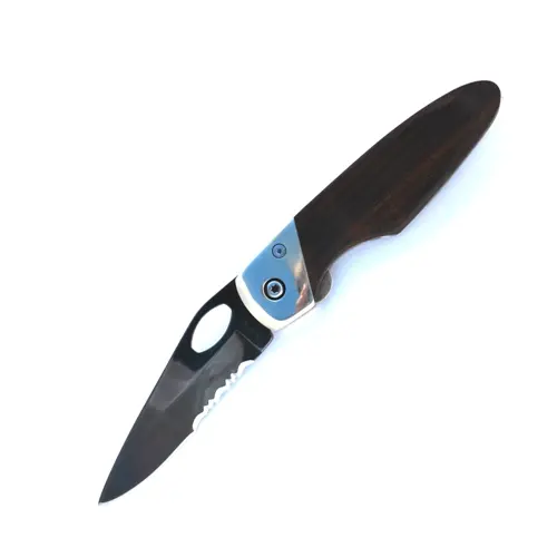 4.125-Inch Slideliner Lock Knife With Cocobolo Handle And Serrated Black Blade 1