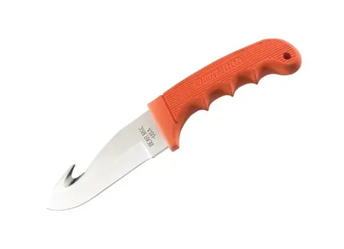 8.375-Inch Orange Guthook Knife With Leather Sheath 1