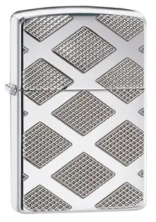 Armor Hp Chrome Zippo Lighter With Carved Diamond Pattern 1