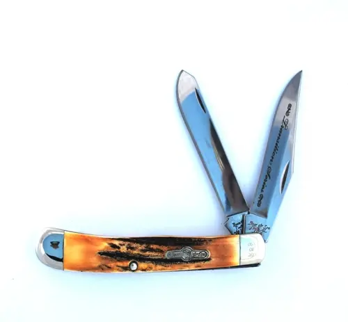Authentic India Stag Trapper Knife – 4-1/8 Inch Full Tang Fixed Blade 1