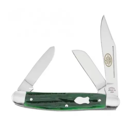 Big Pine Stockman Pocket Knife – Green Jigged Bone Handle 1
