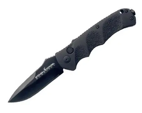 Black Drop-Point Folding Knife With 4116 Steel Blade And Liner Lock 1