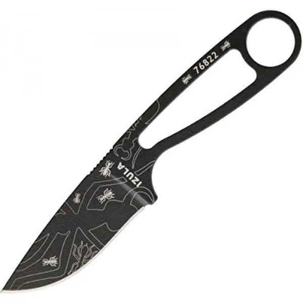 Black Izula Fixed Blade With Ant Swarm Engraving 1