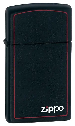 Black Matte Slim Wallet With Border Design 1