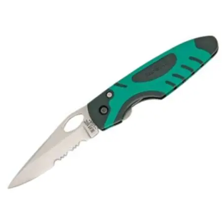 Black Zytel And Green Kraton Sideliner Knife With Serrated Edge 1