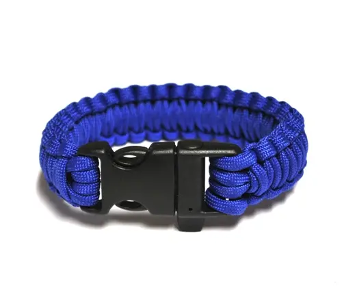 Blue Emergency Survival Bracelet With Integrated Whistle 1