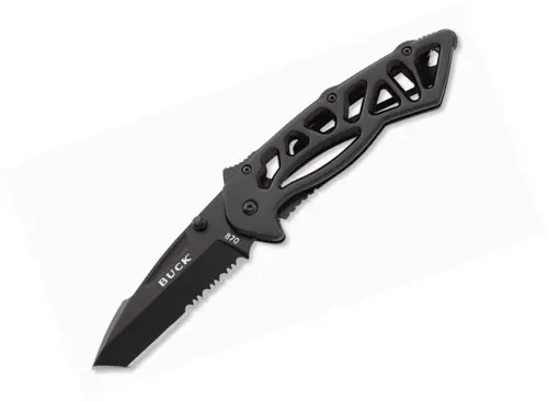 Bones Large Folding Knife – Sleek Black Handle And Blade 1