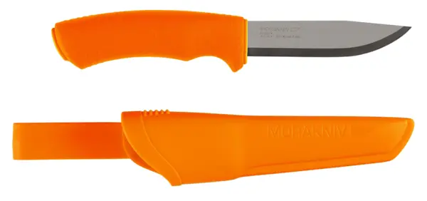 Bushcraft Knife – Orange Handle, Stainless Steel Blade 1