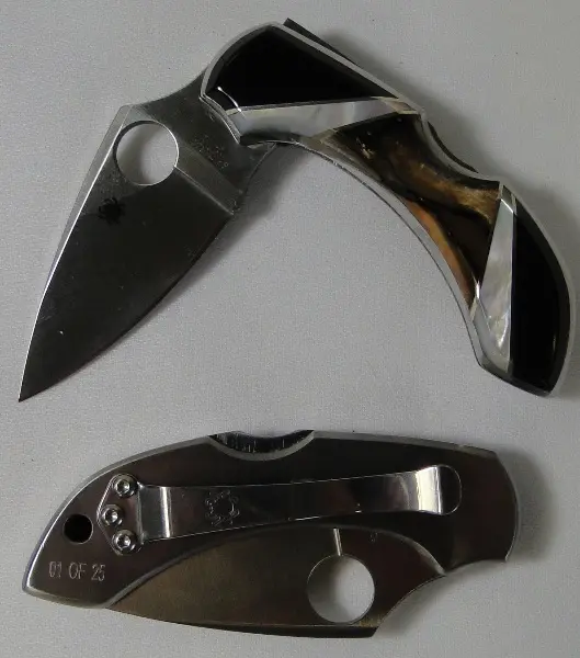 C28P Folding Knife With Mammoth Tusk And Mother-Of-Pearl Inlays 1
