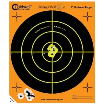 Caldwell Orange Peel Bullseye Target – 8-Inch Diameter (5-Pack) 1