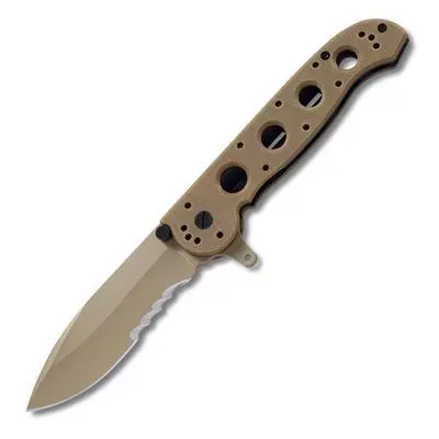 Carson Folding Knife – Desert Tan G-10 Handle With Combo Edge Blade 1