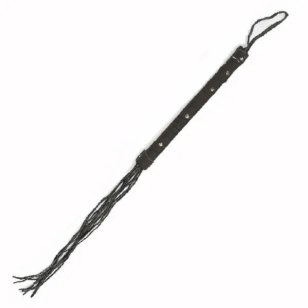 Cat O’ Nine Tails Whip – Genuine Black Leather Design 1