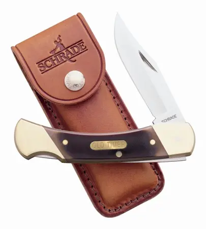 Cave Bear 5-Inch Folding Knife With Genuine Leather Sheath 1