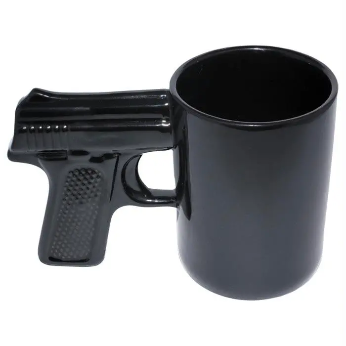 Ceramic Gun-Themed Mug – Black, 16.9 Oz 1