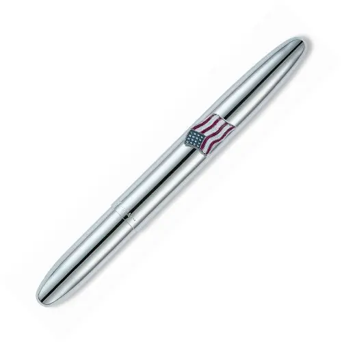 Chrome Bullet-Style Pen With American Flag Accent 1