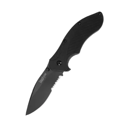 Clash Folding Knife – Black Handle With Serrated Edge 1