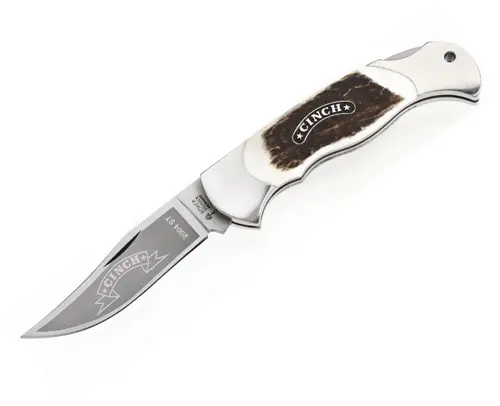 Classic Folding Hunter Knife – Stag Handle With Cinch Lock 1