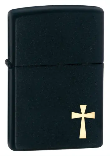 Cross-Embossed Black Matte Zippo Lighter 1