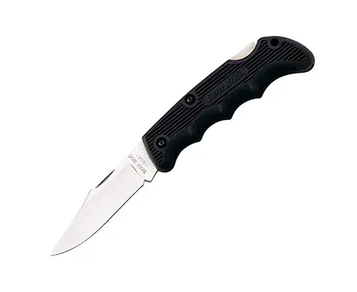 Cushioned-Grip Lockback Knife With Leather Sheath 1
