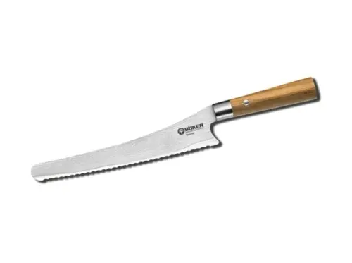 Damascus Steel Olive Wood Bread Slicing Knife 1