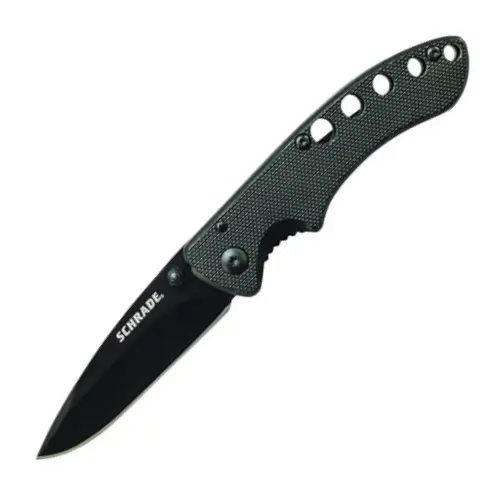 Drop-Point Folding Knife – Black Aluminum Handle 1
