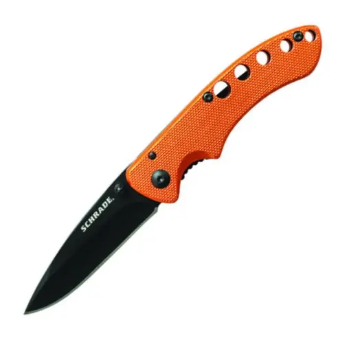 Drop Point Folding Knife With Orange Aluminum Handle 1