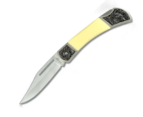 Ersatz Ivory Pocket Knife – 4.5-Inch Florentine-Bolstered Blade 1