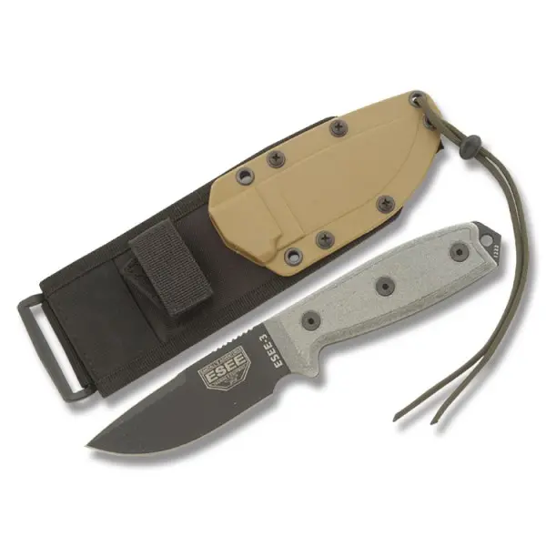 Esee-3 Fixed-Blade Knife – Black Coated Plain Edge 1