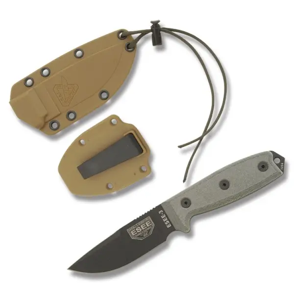 Esee-3 Fixed Blade Knife – Black Coated Plain Edge, Full Tang 1