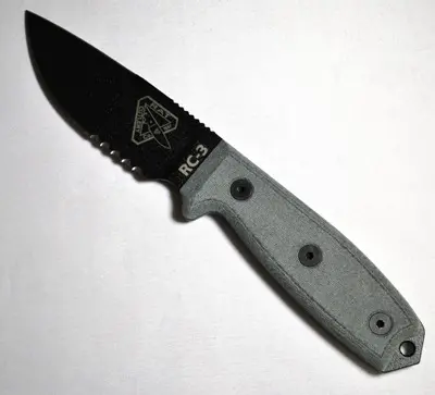 Esee-3 Fixed Blade Knife – Serrated Black Coated Steel 1