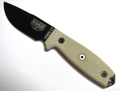 Esee-3Mil Fixed Blade Knife – Plain Edge, Black Coating 1