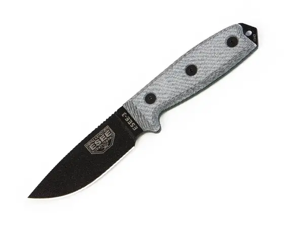 Esee-3P Fixed Blade – Plain Black Blade With Grey Polymer Handles 1