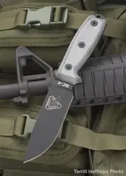 Esee-4 Fixed Blade Knife With Plain Black Blade And Grey Micarta Handles 1