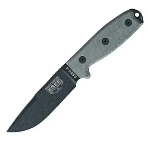 Esee-4 Full-Tang Survival Knife – Plain-Edge Black Coated Blade 1