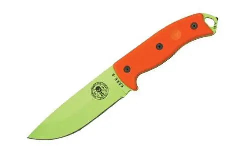 Esee-5 Fixed Blade Knife – Venom Green Blade, Orange Handle 1