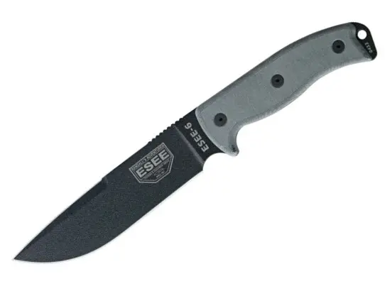 Esee 6 Fixed-Blade Knife – Plain Edge, Clip Point, Coyote Brown Sheath 1