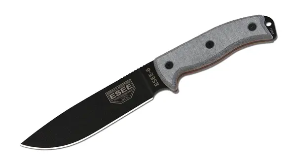 Esee-6 Fixed Blade Knife With Plain Black Blade And Gray Micarta Handles 1