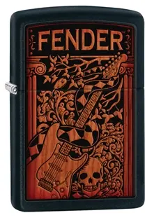 Fender Guitar-Themed Matte Black Zippo Lighter 1