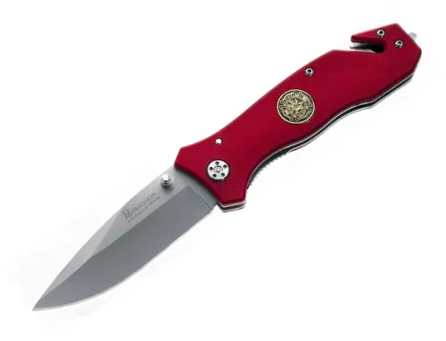 Fire Department Rescue Knife With Red G-10 Handle 1